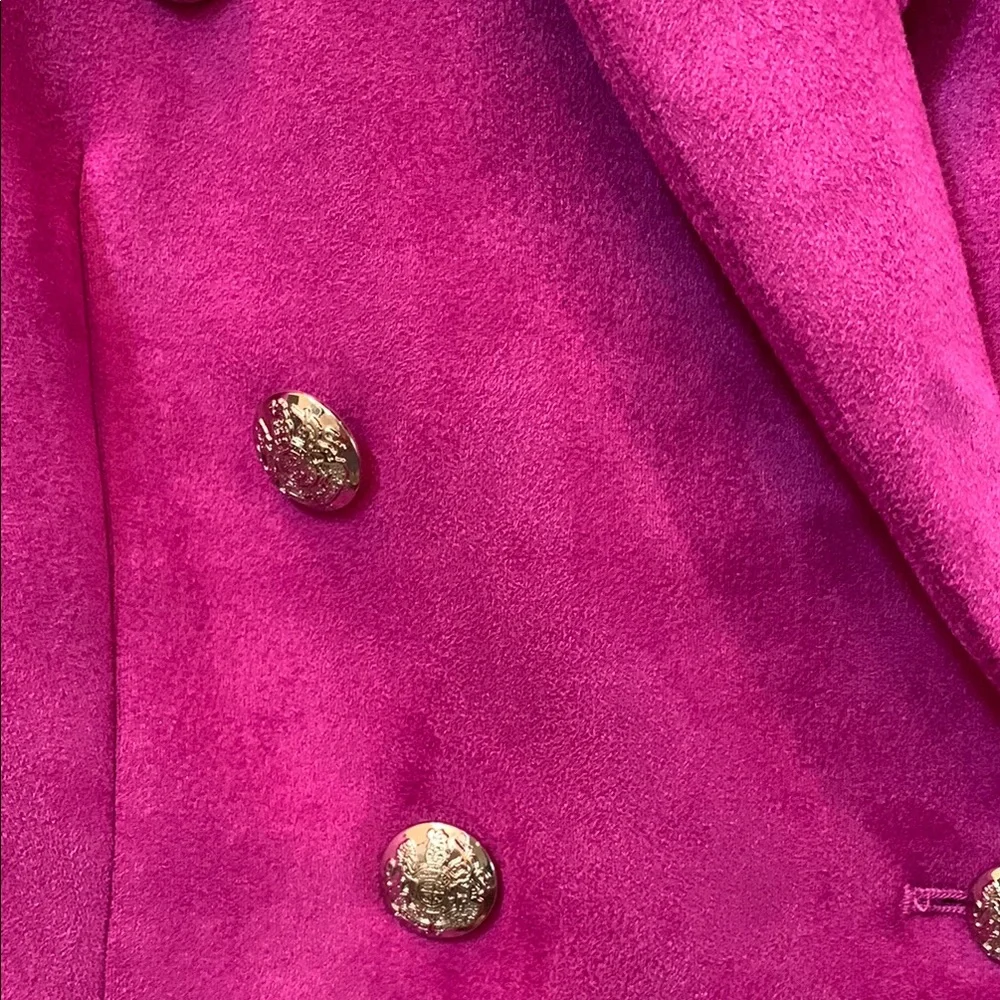 White House Black Market Magenta Ultra Suede Double-Breasted Trophy Blazer 2 - Picture 6 of 14